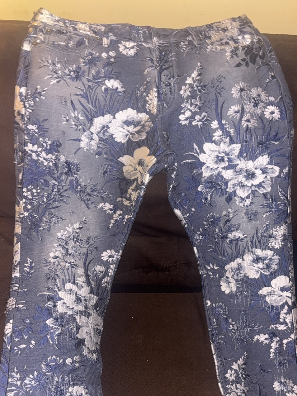 Ralph Lauren Blue and White Floral Jeans